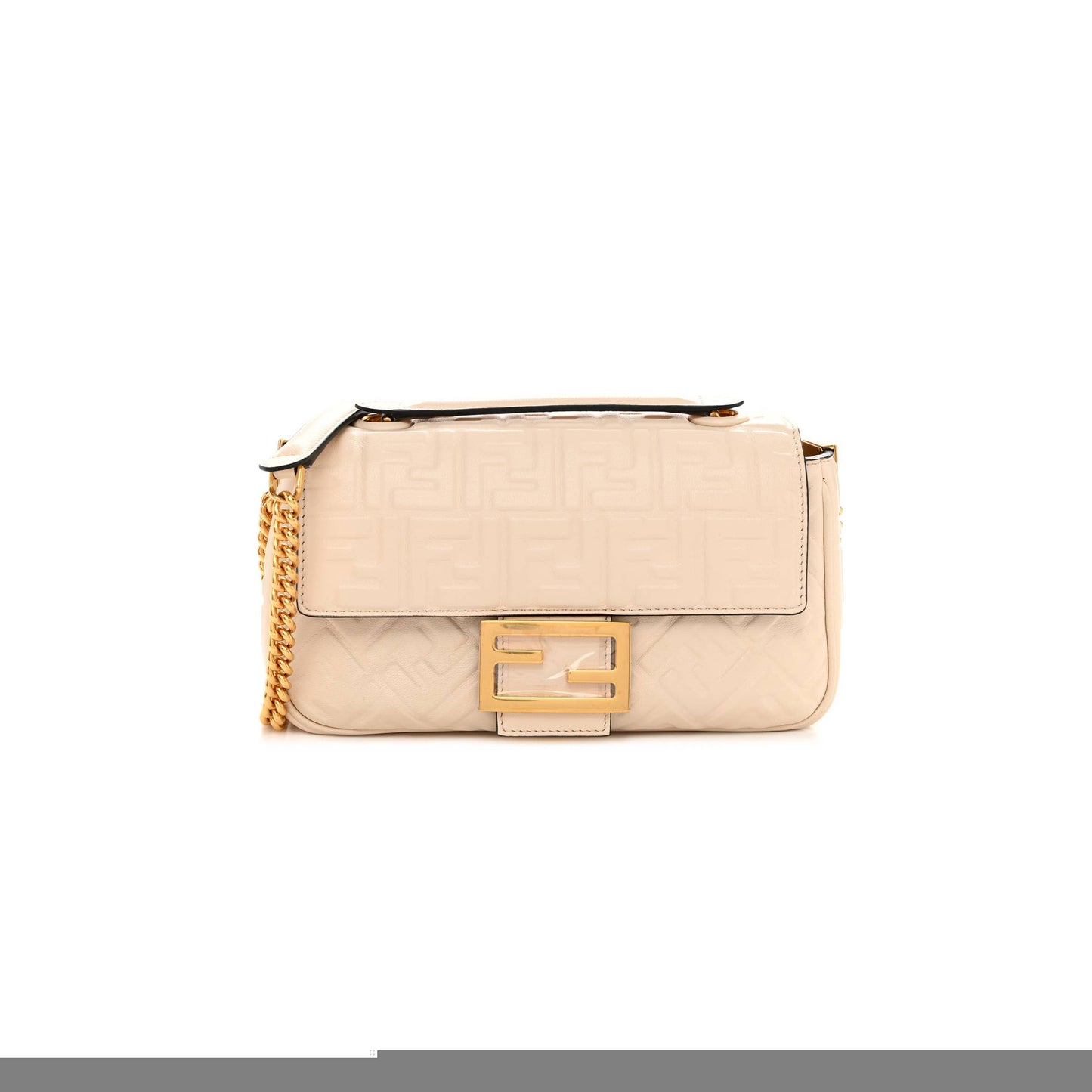 F**di nappa small ff embossed midi chain baguette white (23*13*6cm)