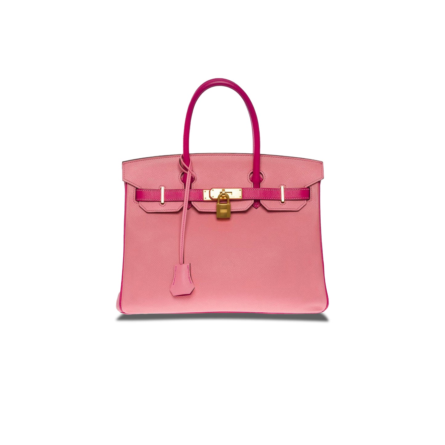 H**mes birkin 30 togo leather cherry pink and peach horseshoe engraved gold buckle handbag 101220 (30*23*15cm)