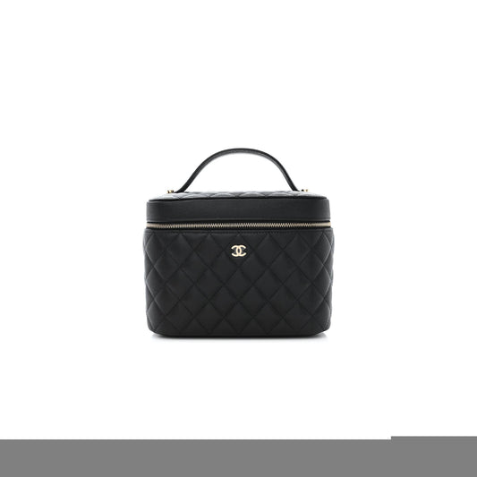 Ch*el caviar quilted large vanity pouch black (20*15*13cm)
