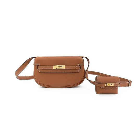 H**mes kelly move gold swift leather (17*10*5cm)
