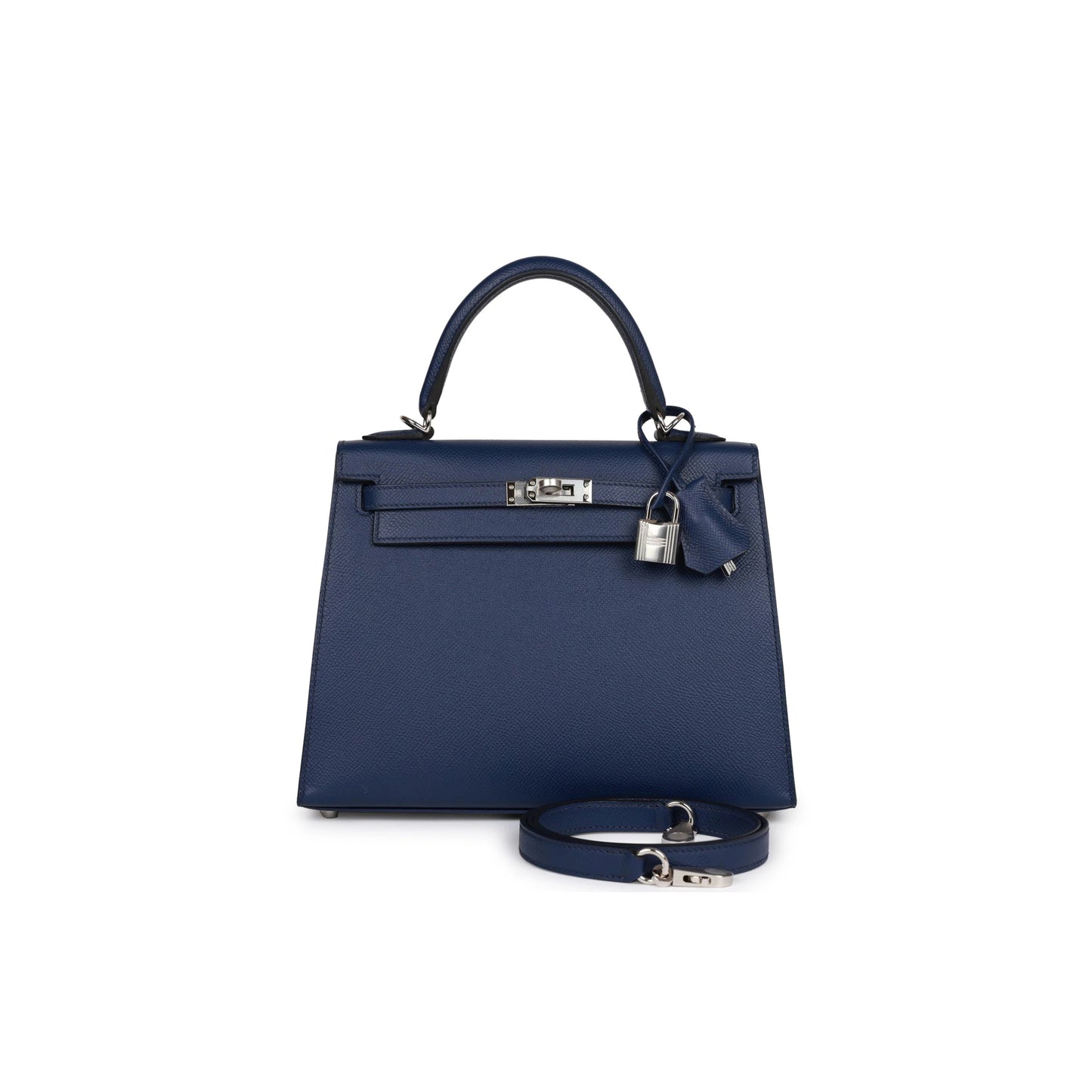 H**mes kelly sellier 28 bleu saphir epsom palladium hardware (28*22*10cm)