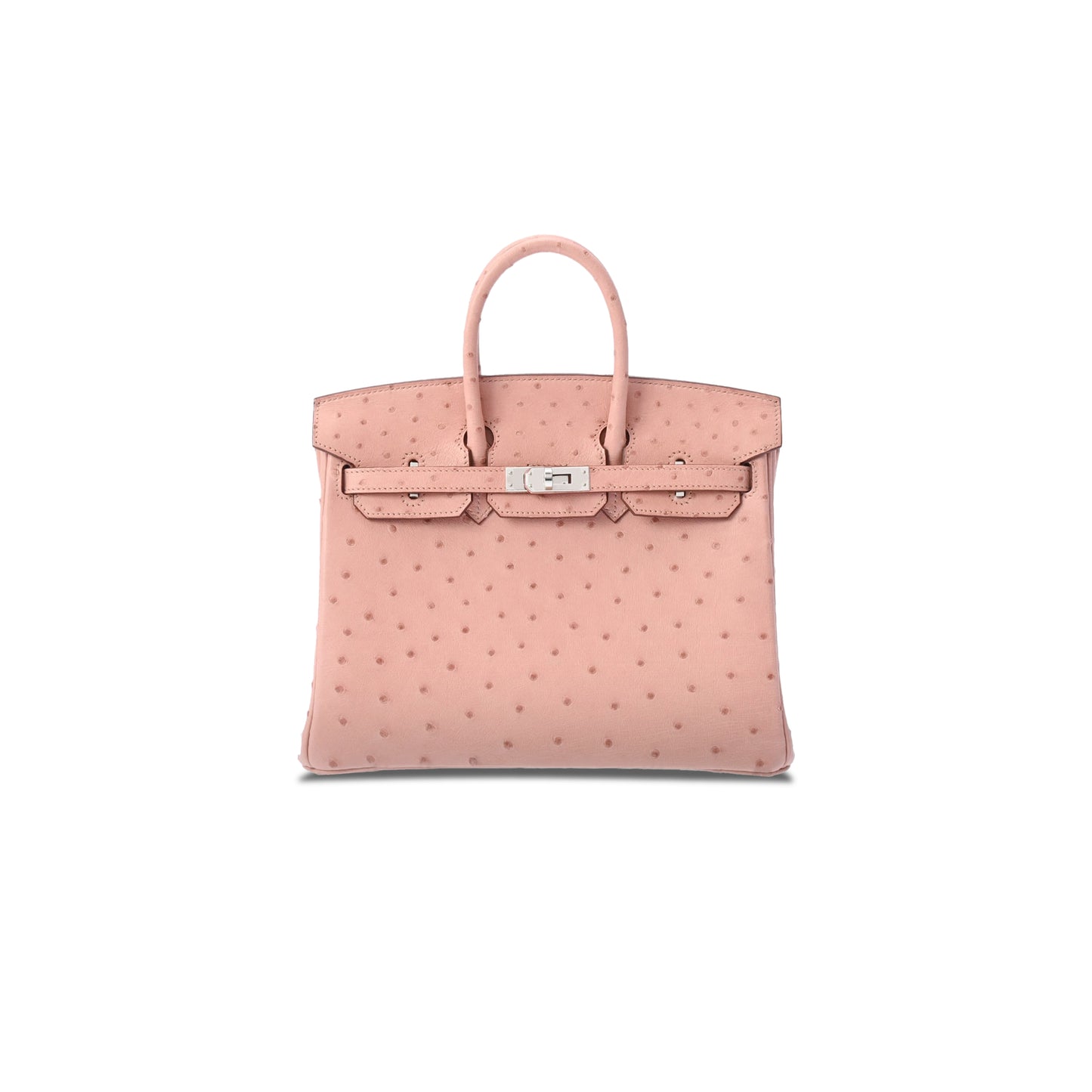 H**mes master birkin 25 ostrich porcelain powder silver buckle h041944ck81 (25*20*13cm)
