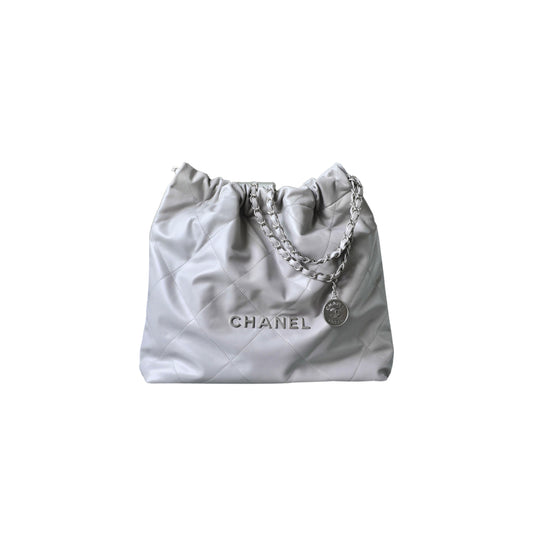 Ch*el master 22bag calf leather shoulder bag gray as3260 (42*39*8cm)