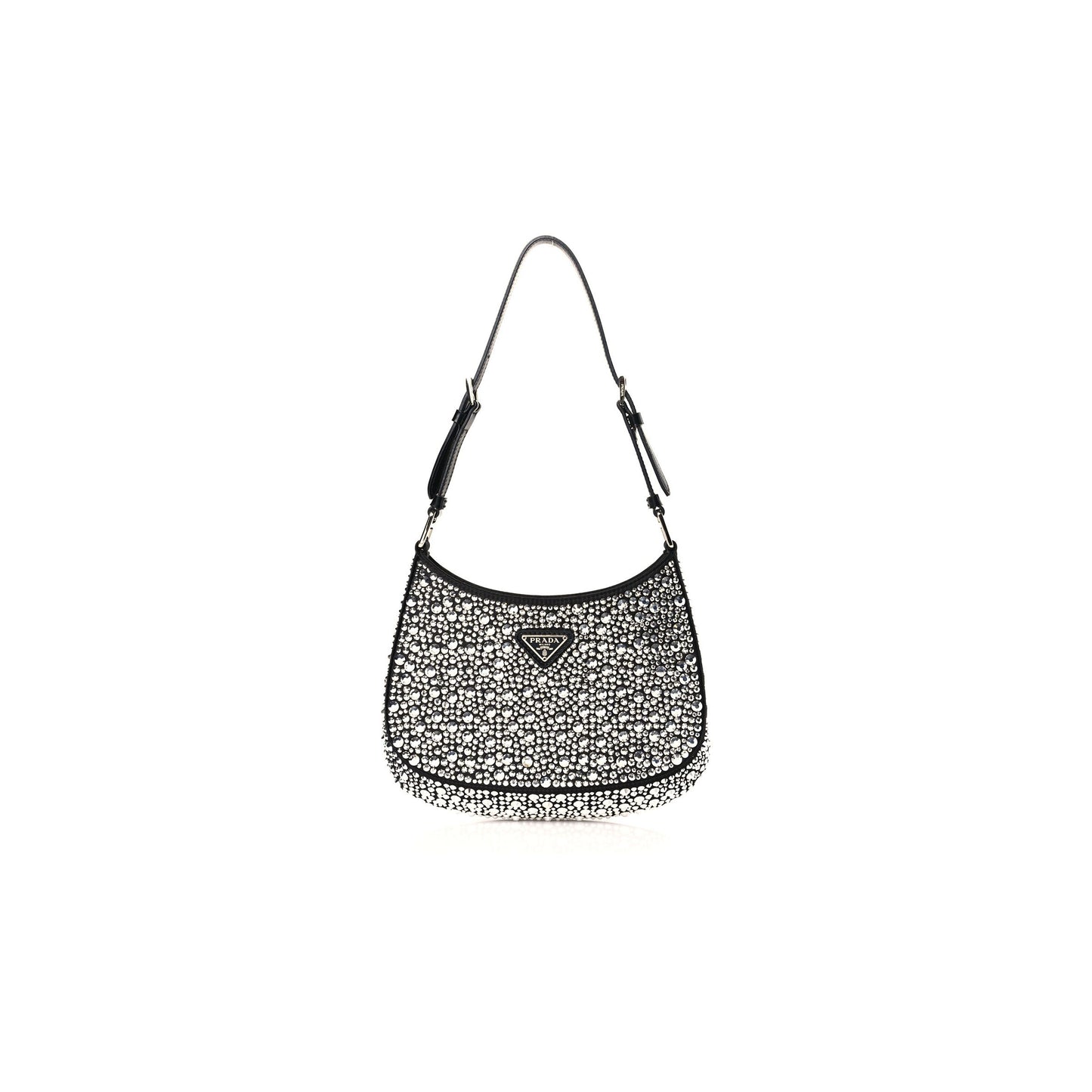 Pra*a satin crystal cleo shoulder bag black (21*19*3cm)