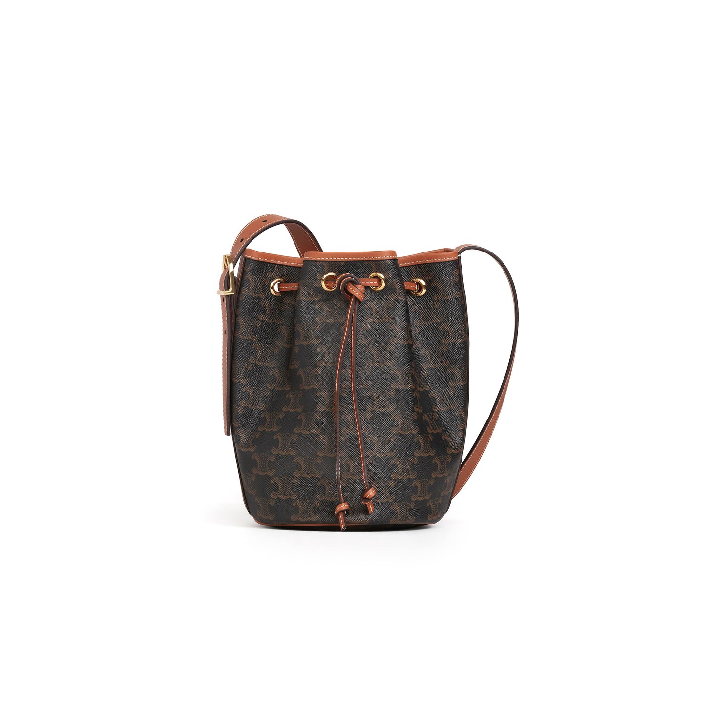 Ce**e small drawstring bag in triomphe canvas and calfskin 191142bzj.04lu (21*14*14cm)