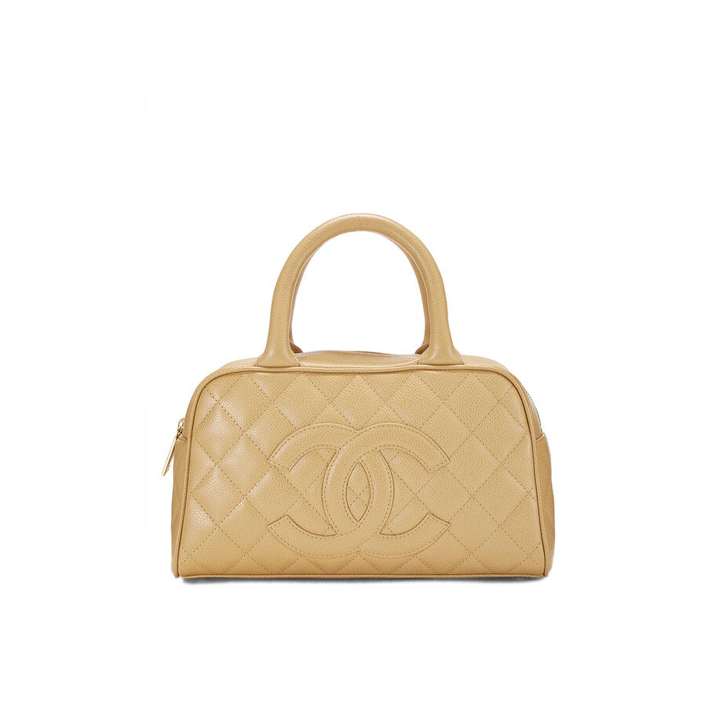 Ch**el beige quilted caviar bowler small 71302 (25*15*7cm)