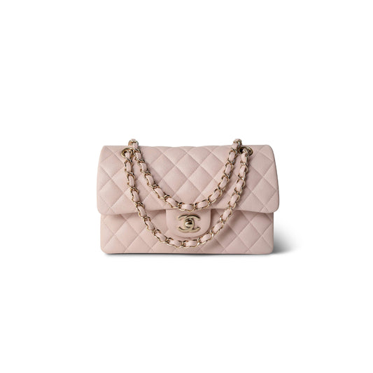 Ch*el light pink caviar quilted classic flap small a37586 (23*14.5*6cm)