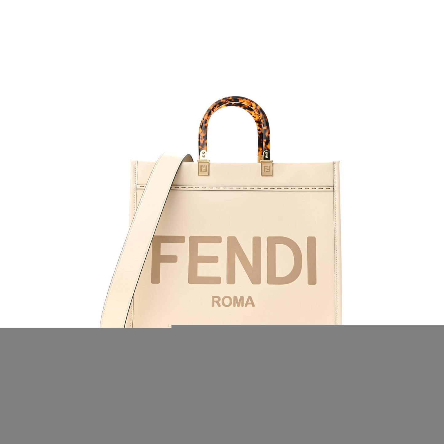 F**di vitello king plexiglass medium F**di sunshine shopper tote white ice (36*30*15cm)