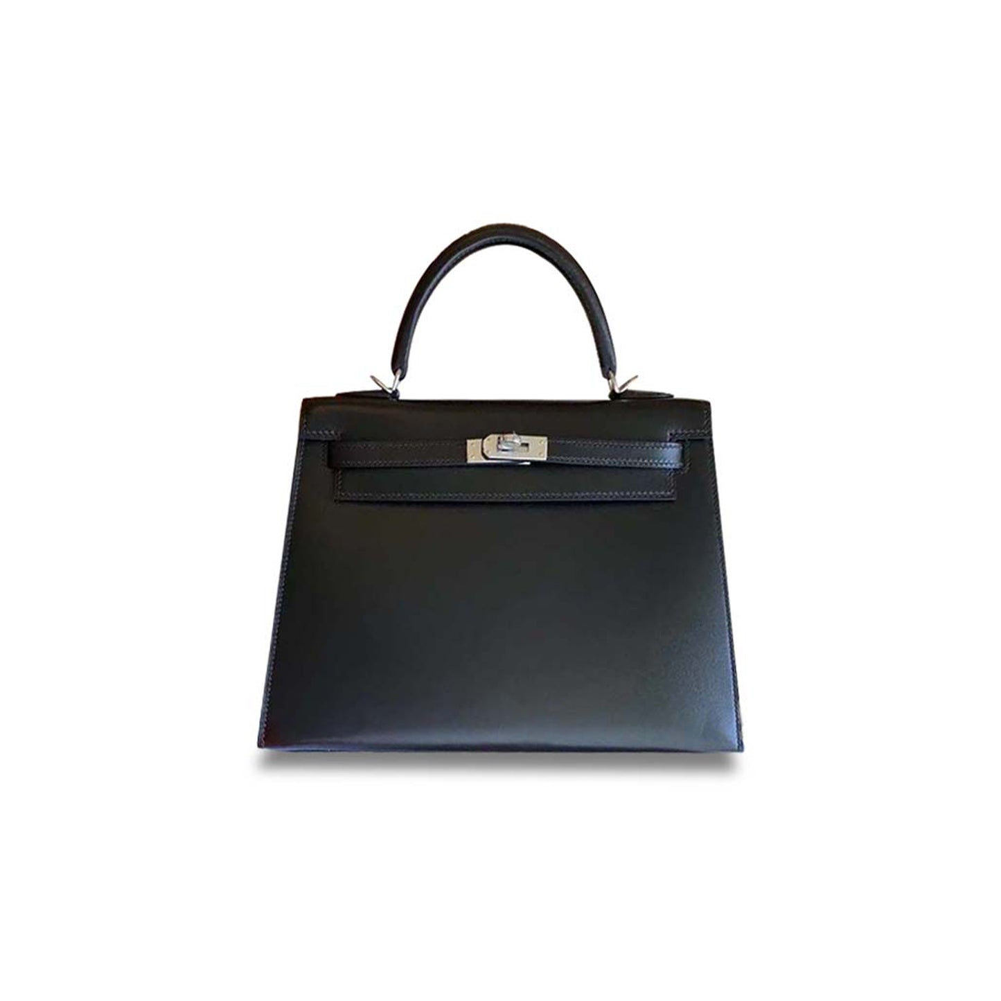 H**mes kelly 25 box black silver (25*17*7cm)