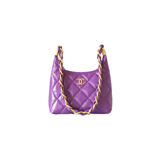 Ch*el 24a chunky chain hobo underarm bag as4922 (22.5*19.5*8.5cm)