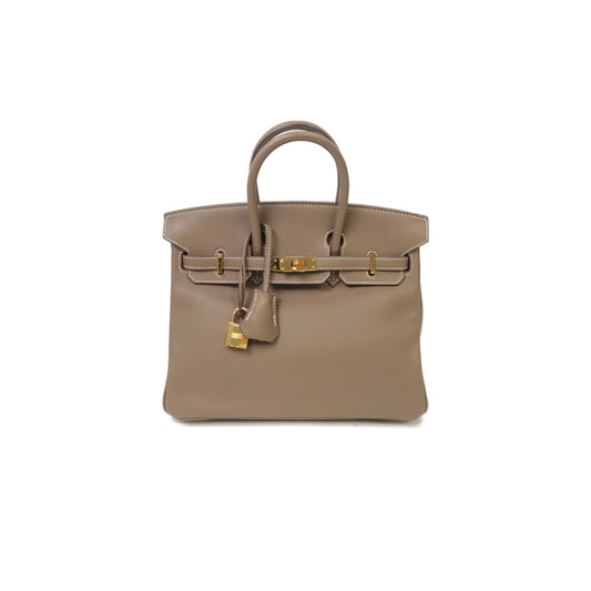 H**mes master birkin 25 swift leather elephant grey gold buckle 2161400204332 (25*20*13cm)