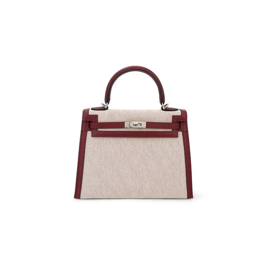 H**me5 master kelly 25 swift and ecru toile palladium hardware (25*17*7cm)