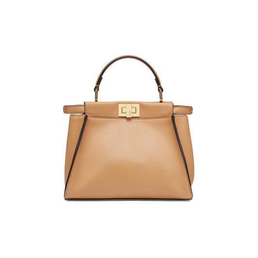 F**di peekaboo mini - beige leather bag 8bn244ahjwf1f1l (23*18*11cm)