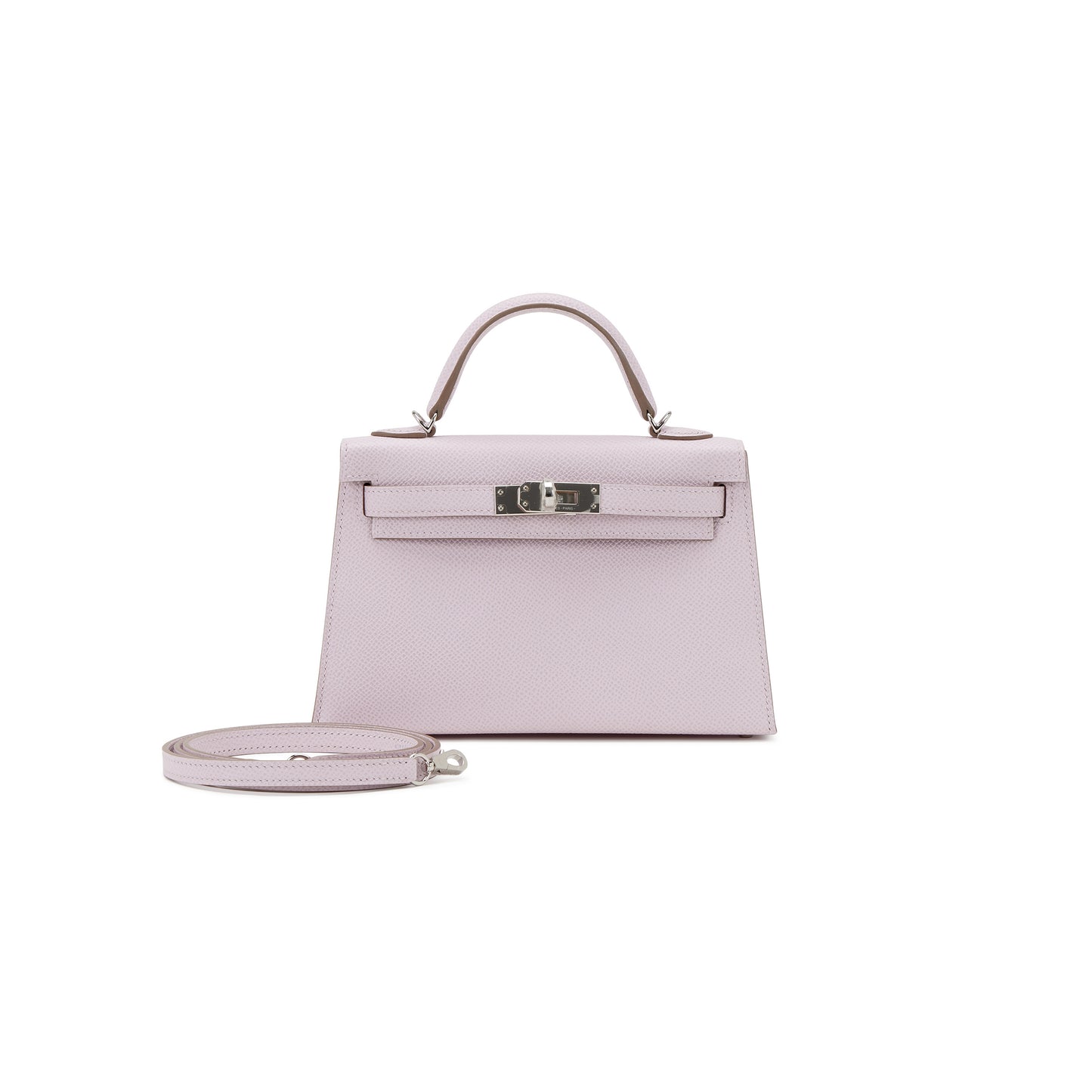 H**mes mauve pale epsom mini kelly sellier 20 palladium hardware (19*12*5.5cm)