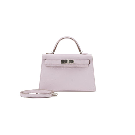 H**mes mauve pale epsom mini kelly sellier 20 palladium hardware (19*12*5.5cm)