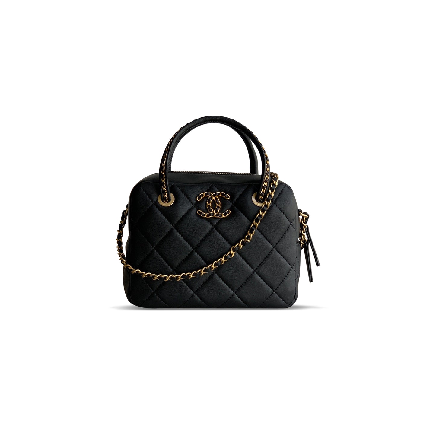 Ch*el 25c gold-tone lambskin mini bag as5300 (22*18*7cm)
