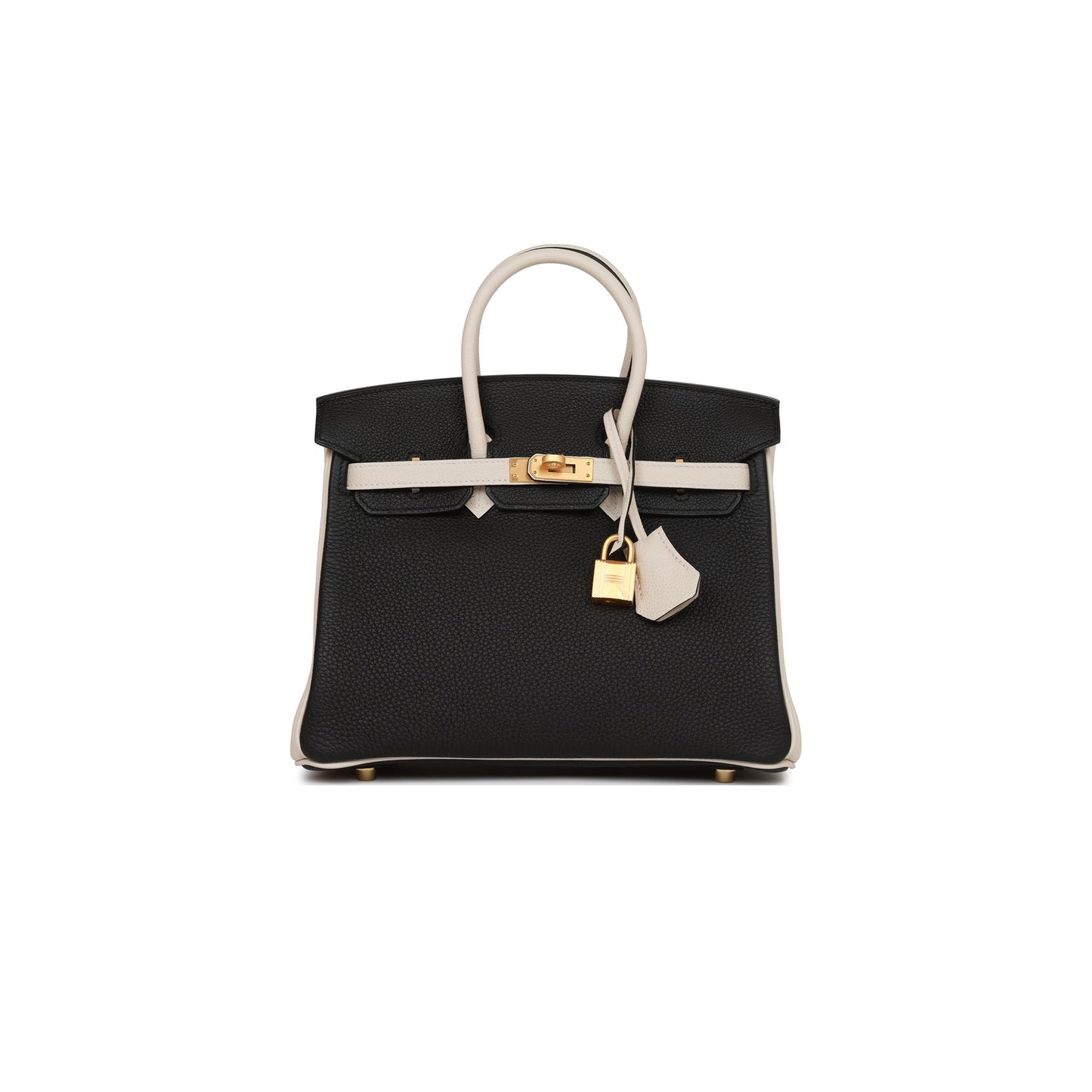 H**mes birkin 25 togo leather black and white panda color matching gold buckle bag 4212717702 (25*20*13cm)