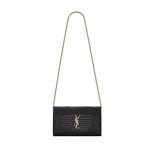 Y*L cassandre chain wallet in crocodile-embossed shiny leather 747464dnd1j1000 (22.5*14*4cm)