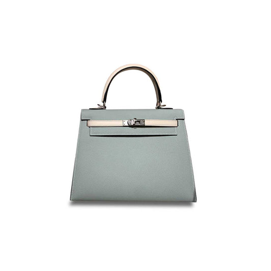 H**mes kelly 25 epsom glacier blue milkshake platinum buckle (25*17*7cm)