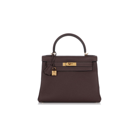 H**mes chocolate togo kelly 28 retourne gold hardware (28*22*10cm)