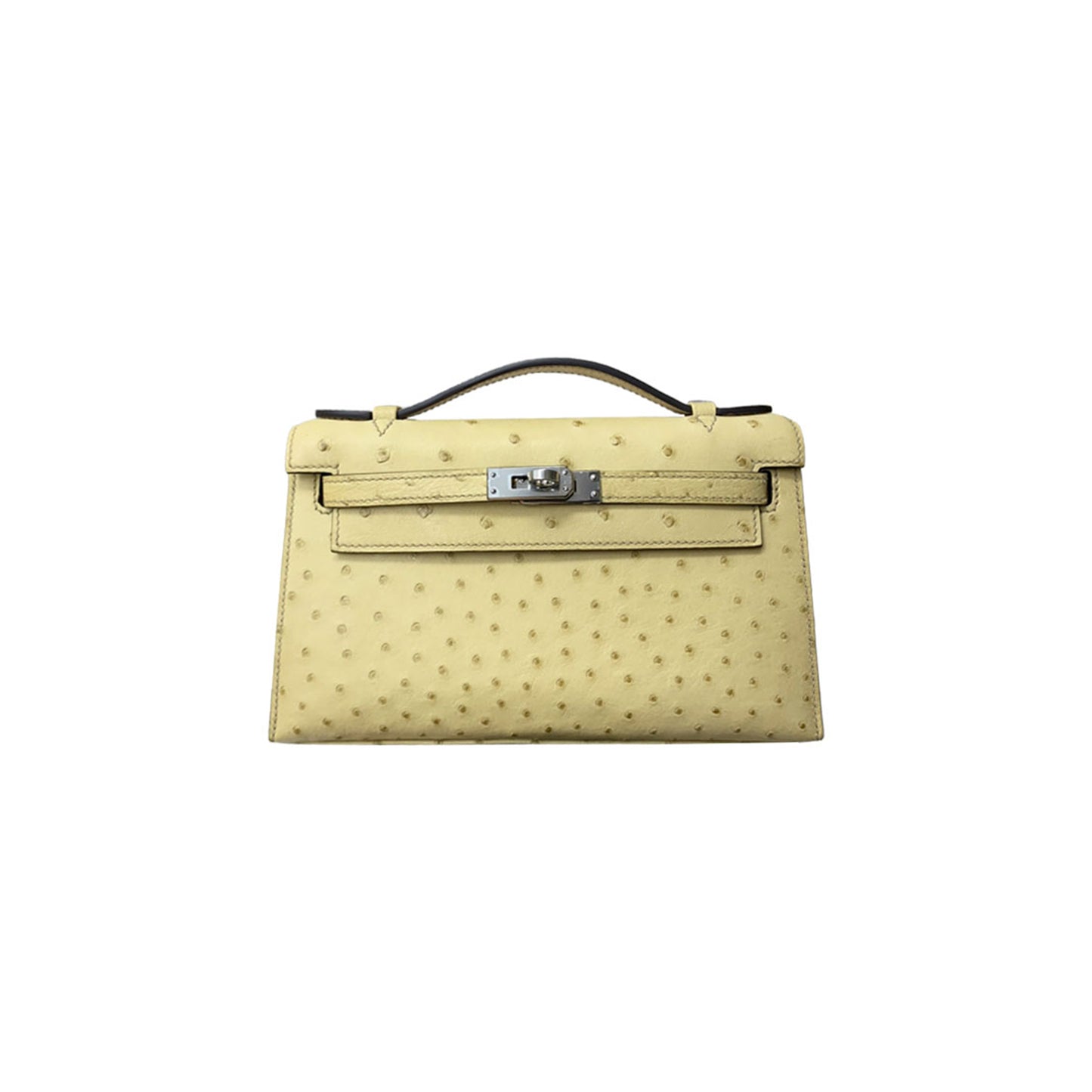H**mes master ostrich kelly pochette with palladium hardware (22*14*7cm)