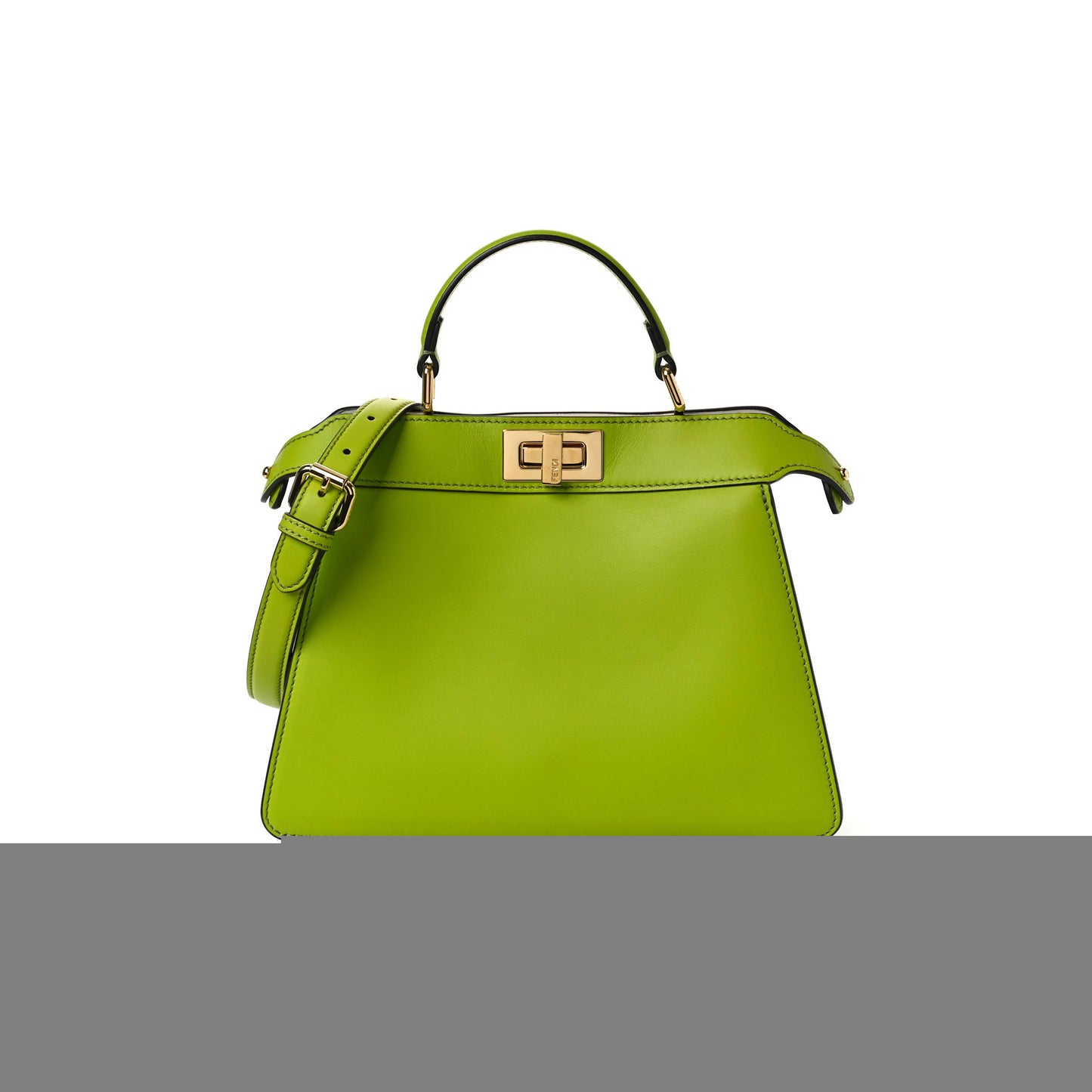 F**di vitello seta shiny nappa bi-color small peekaboo i see u satchel wasabi white (27*20*10cm)