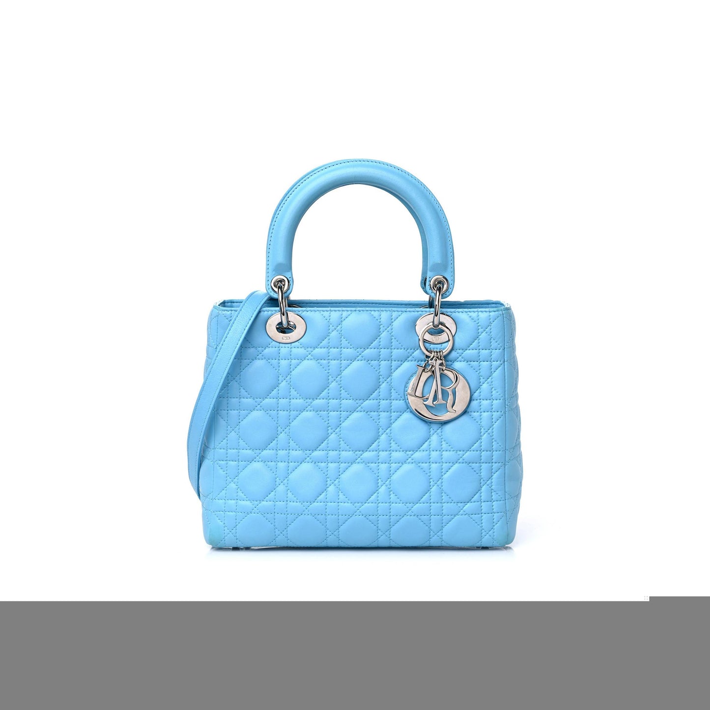 D*or lambskin cannage medium lady D*or light blue (25*20*12.1cm)