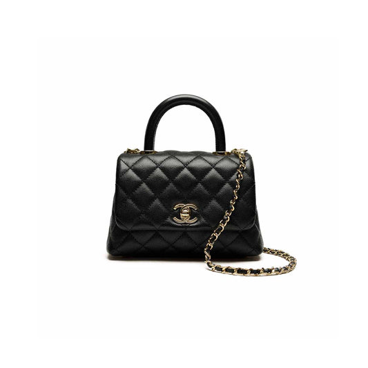 Ch*el mini flap bag with top handle as2215(14.5*11.5*5.5cm)