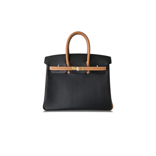 H**mes master birkin 25 epsom black and gold brown gold buckle bag h028368ck9s (25*20*13cm)