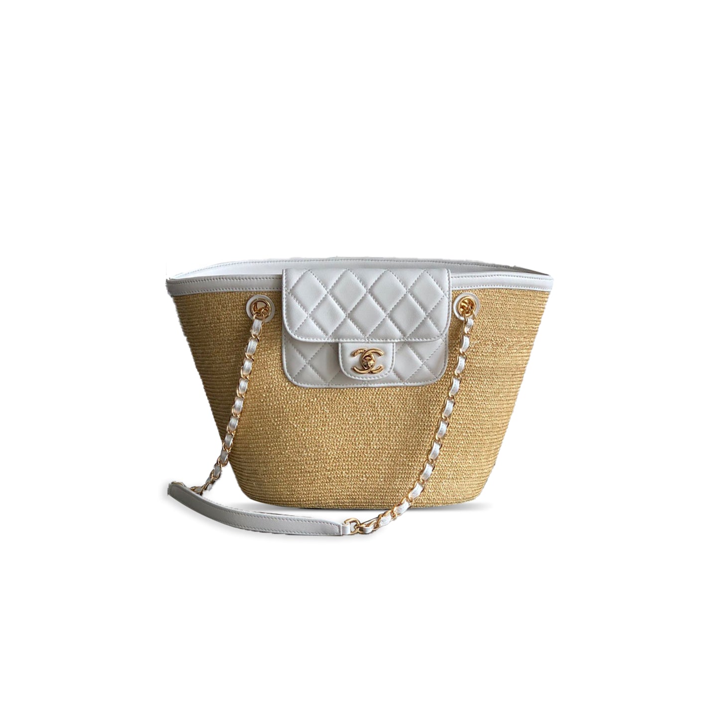 Ch**el small woven basket shopping bag (36*18*11.5cm)