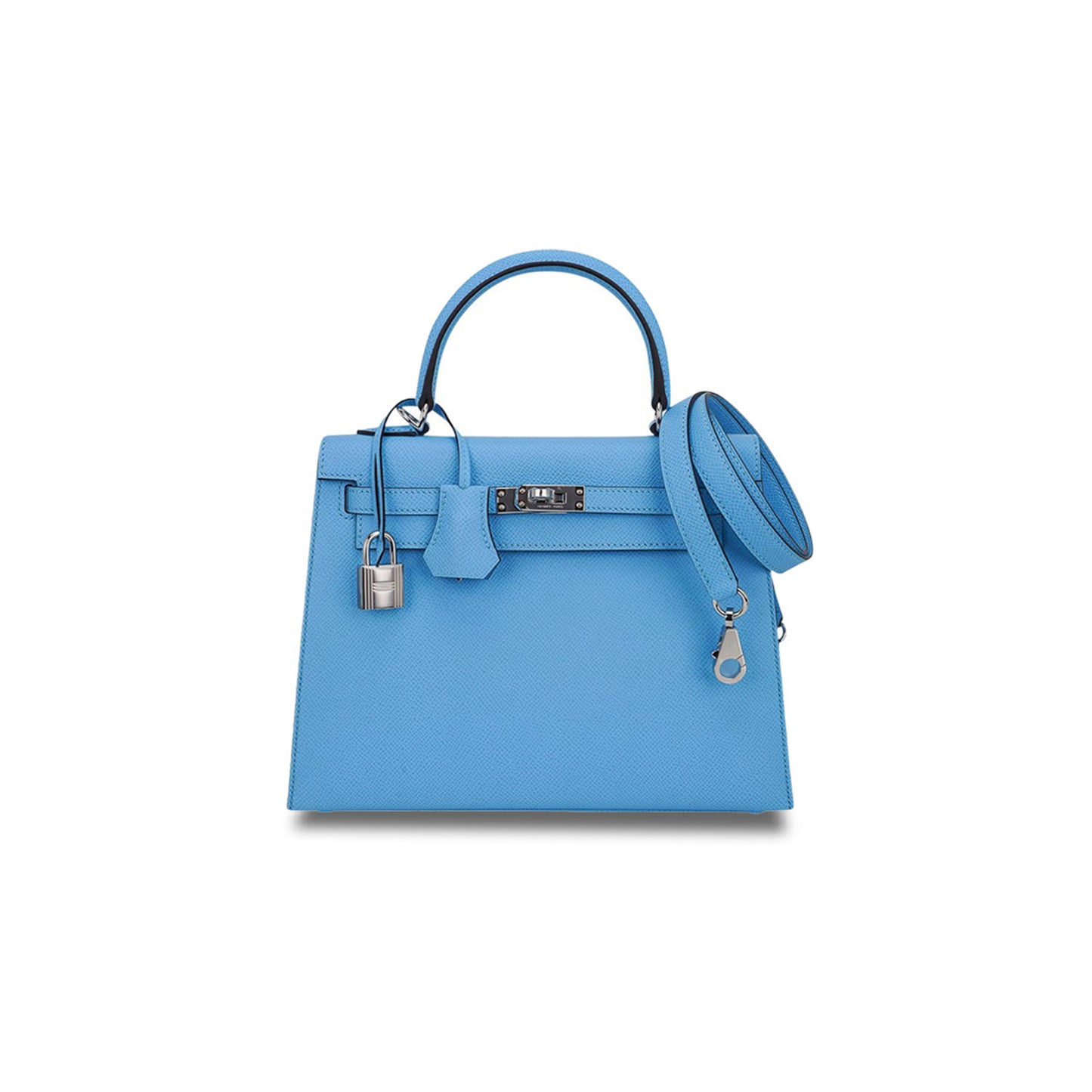 H**mes master kelly sellier 25 bag blue celeste palladium epsom leather (25*17*7cm)