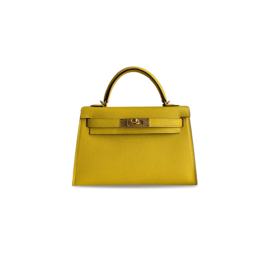 H**mes mini kelly ii epsom amber gold buckle (19*12*5.5cm)