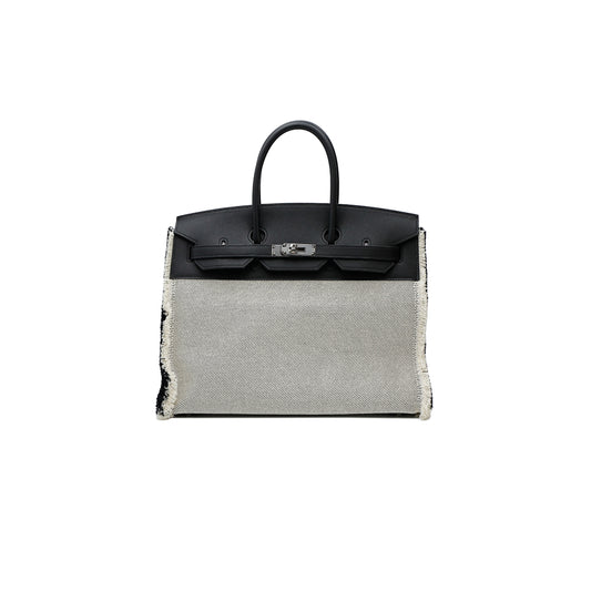 H**mes master birkin 35 fray handbag in black leather bk35fy89swclss (35*25*18cm)