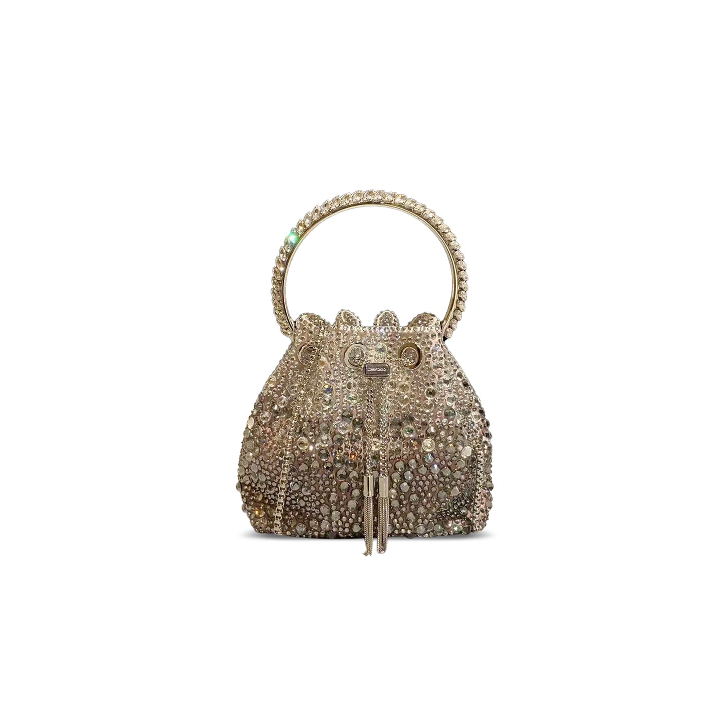 J1m*y Ch00 bon bon grey satin bag with crystals (15*14*9.5cm)