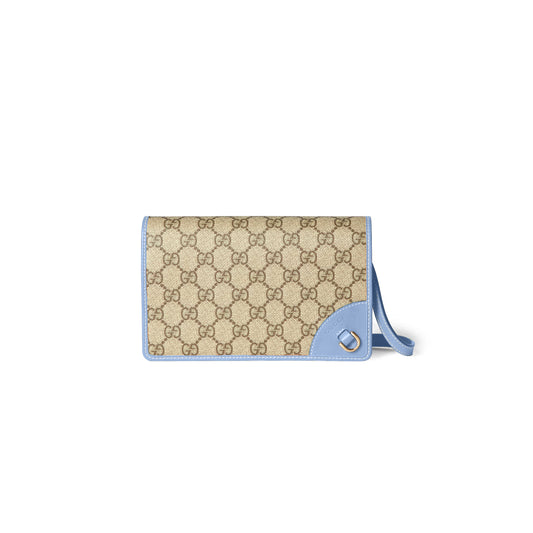 G*u*i gg emblem wallet with leather strap 820688 (20*12.5*5cm)