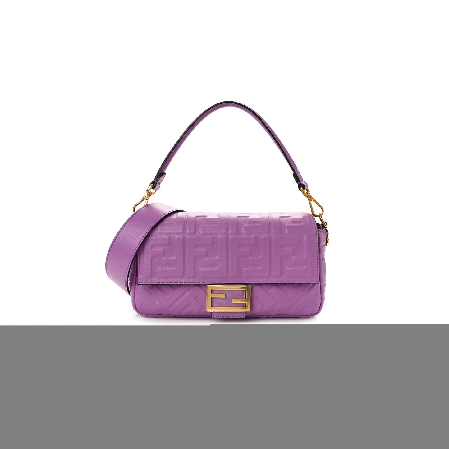 F**di nappa ff 1974 embossed baguette agapanto (26*14*6cm)