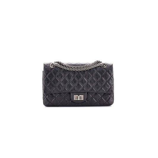 Ch*el master aged calfskin quilted 2.55 reissue 226 flap grey (28*19.5*7.5cm)