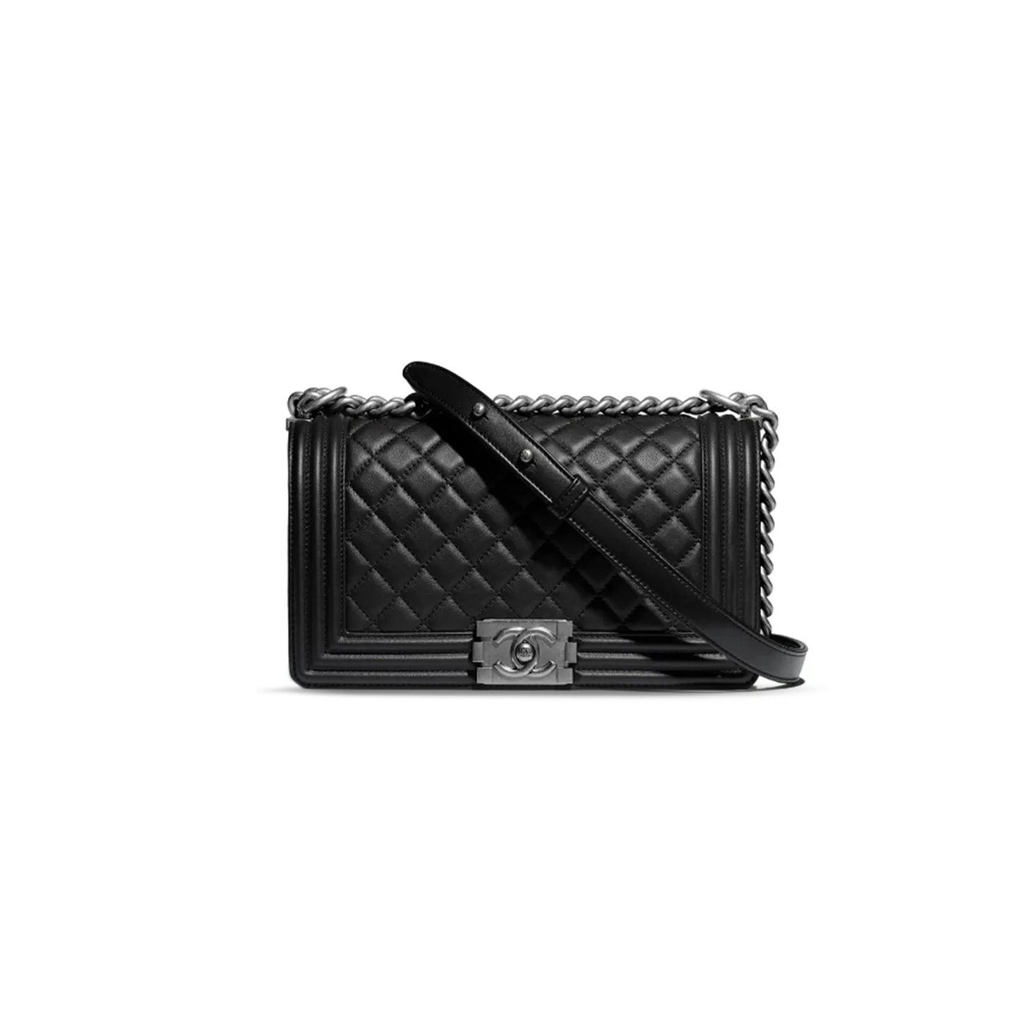 Ch*el lambskin quilted medium boy flap silver hardware a67086 (25*15*9cm)