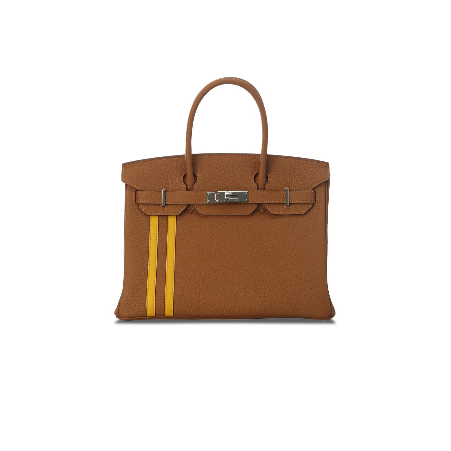 h**mes master birkin 30 togo leather G01den brown with amber yellow and silver buckle bag h028365cc04 (30*22*15cm)