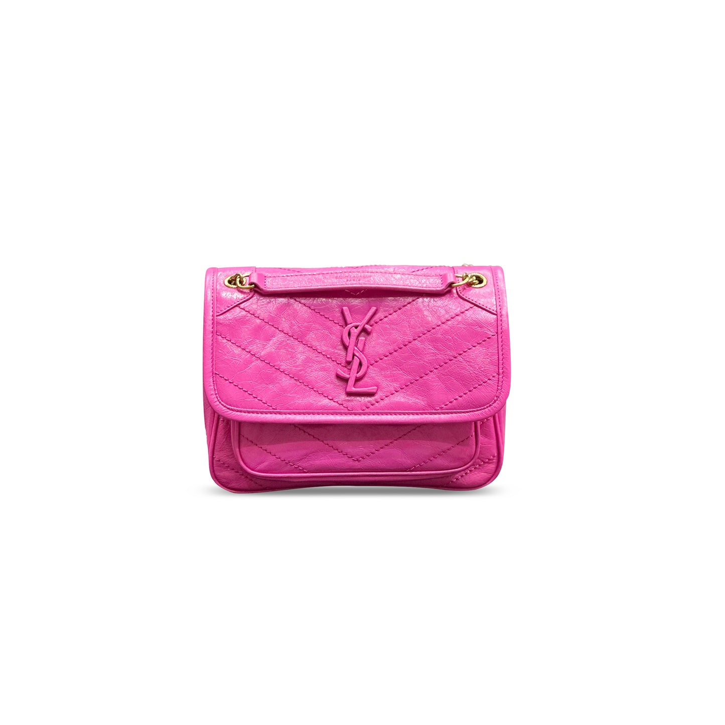 Y*L niki baby chain bag in crinkled vintage leather 633160 (21*16*7.5cm)