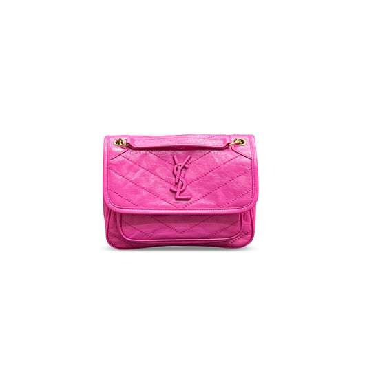 Y*L niki baby chain bag in crinkled vintage leather 633160 (21*16*7.5cm)