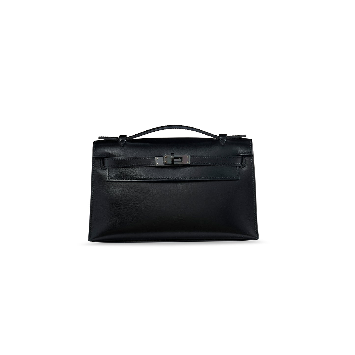 H**mes master black box leather so black kelly pochette with pvd hardware (22*14*7cm)