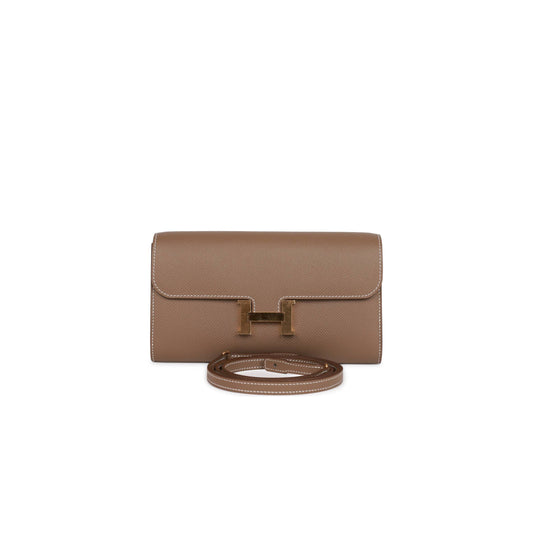H**mes constance wallet to go etoupe epsom gold hardware (22*11cm)