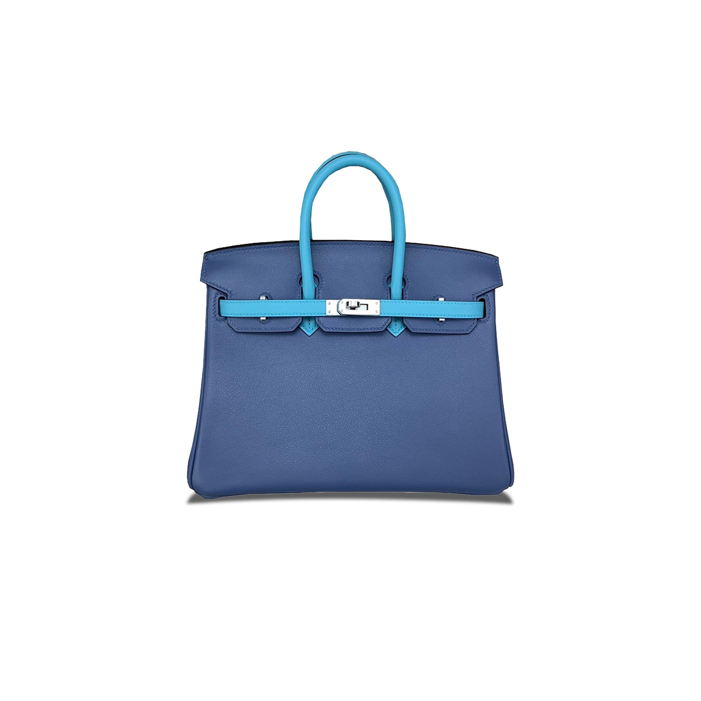 H**mes master birkin 25 swift leather agate blue and macron blue silver buckle bag h049363ck02 (25*20*13cm)