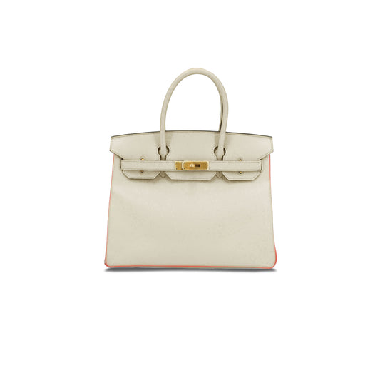 H**mes birkin 25 togo leather milkshake white with rose purple gold buckle luxury bag amh3187 (25*20*13cm)