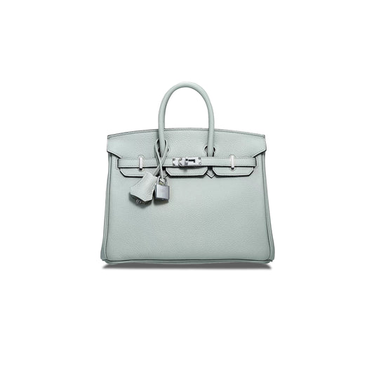 H**mes birkin 25 togo leather crystal grey silver buckle 529794 (25*18*13cm)