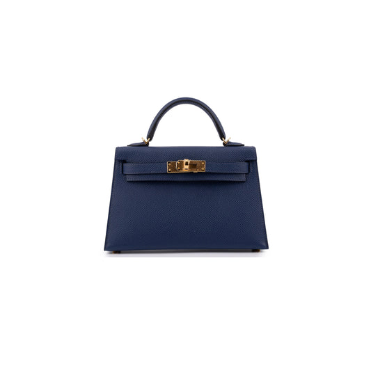 H**mes MASTER KELLY MINI II BLUE SAPPHIRE EPSOM (19*12*5.5cm)