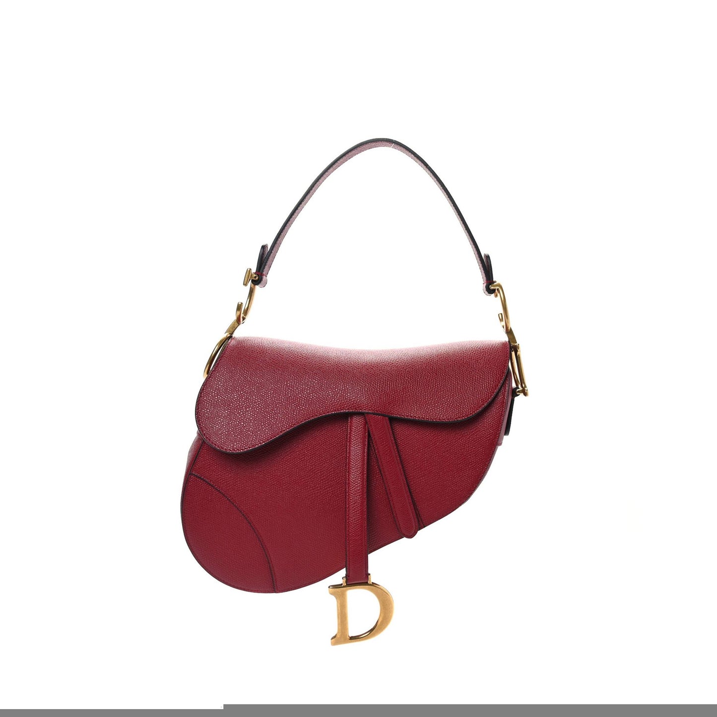D*or grained calfskin saddle bag red (25*20*7cm)