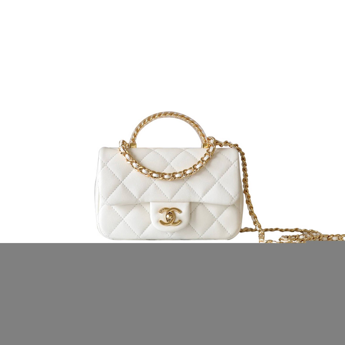 Ch*el master 24s transparent handle mini cf white bag as4847 (19*12*6cm)