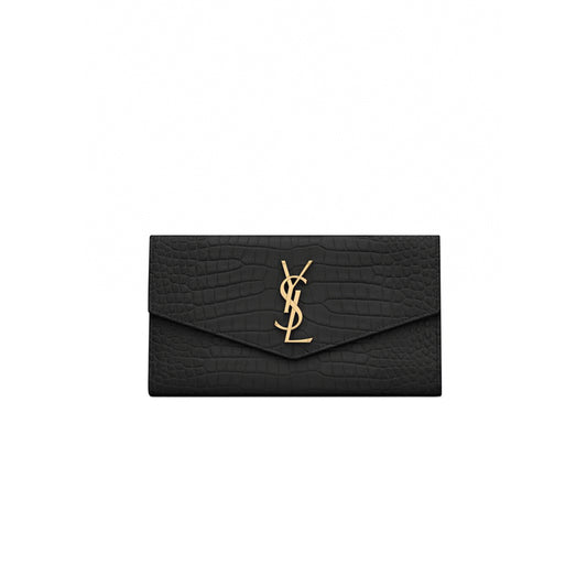 Y*L uptown pouch in crocodile-embossed shiny leather 582124dnd1j1000 (21.5*12*2.5cm)